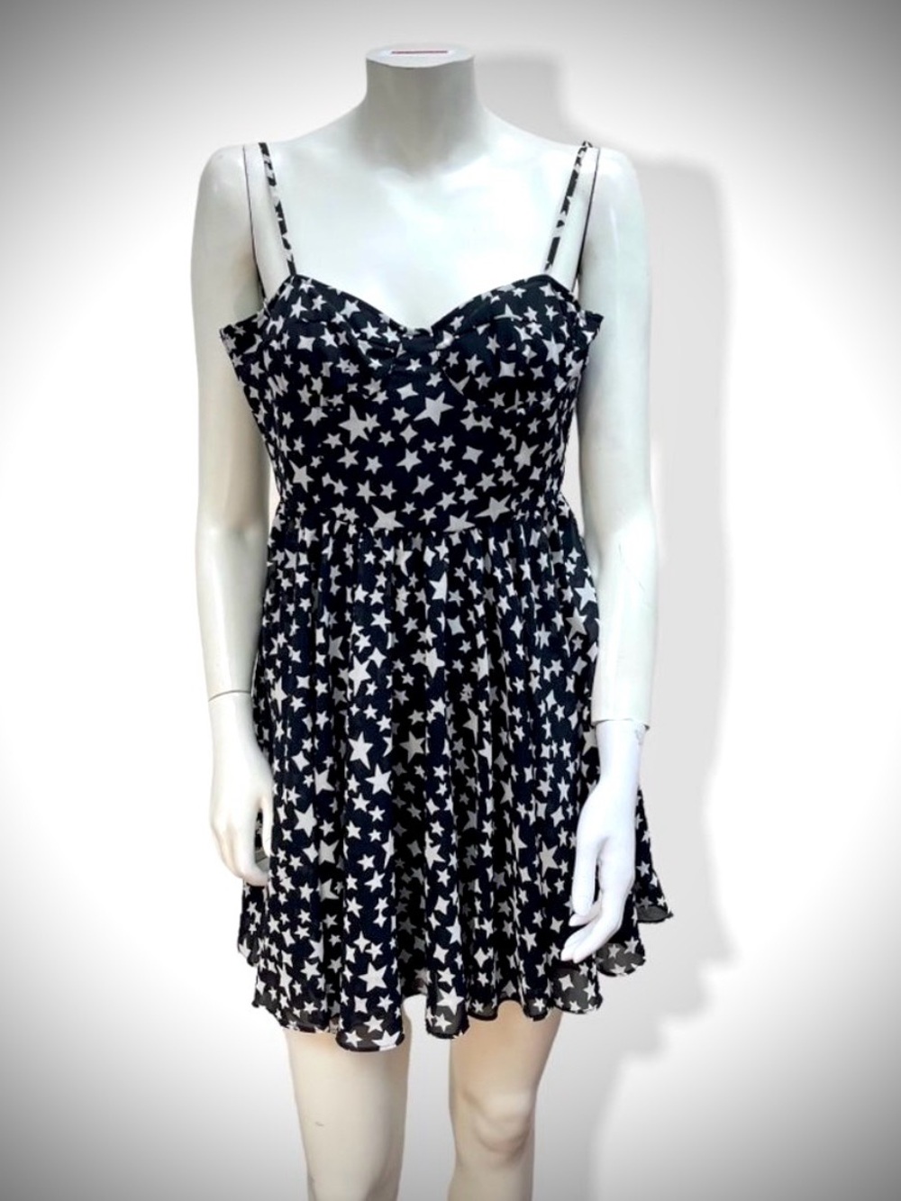 Pearl by Georgina Chapman Black & White Star Print Mini Dress